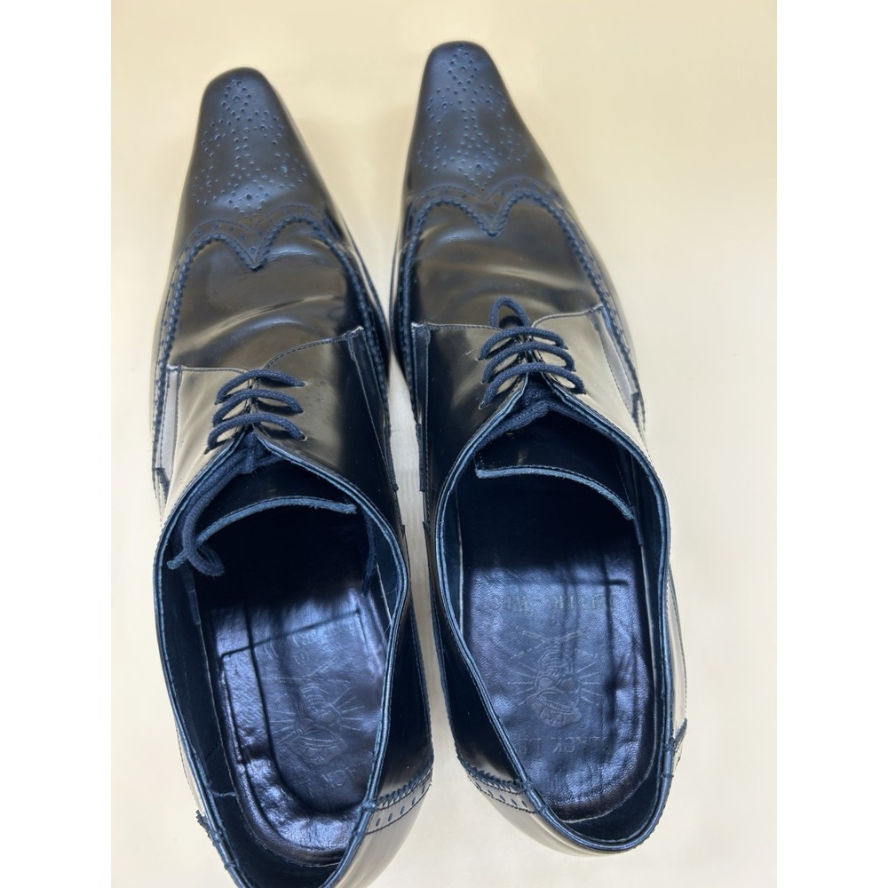 Jeffery West Black Line Pino Pointed Toe Wingtip Derby Brogue Shoes Size 10 Men - Picture 5 of 9